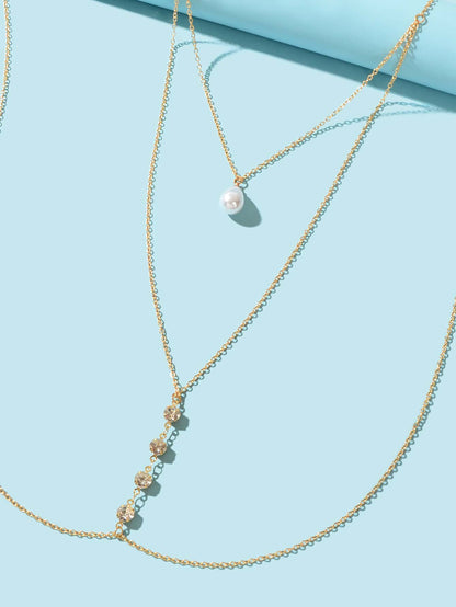 Pearl Pendant Multi-Layered Gold Body Chain Exquisite Statement Accessory-2