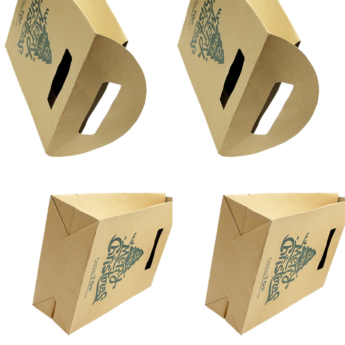 4 pc Merry Christmas Pattern Big Brown Paper Gift Bag Festival Party Favors Bags-2