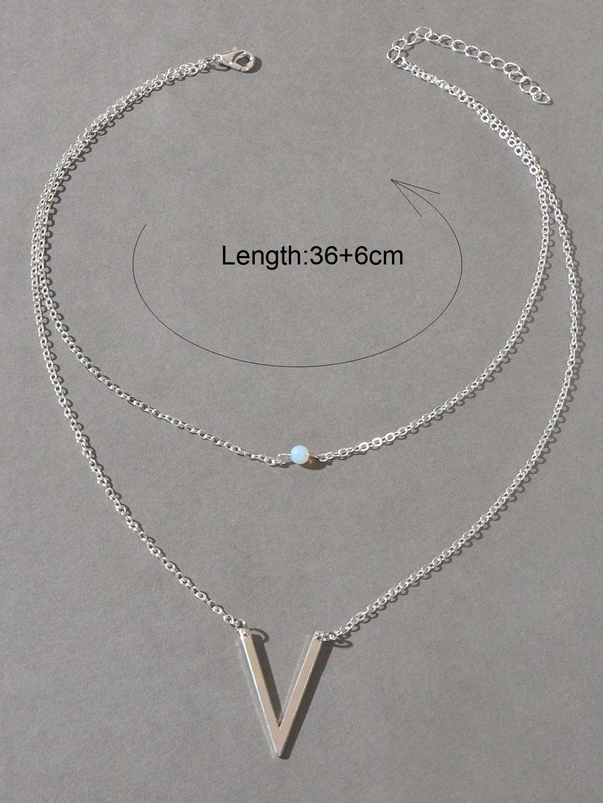 Double layer Gold Chain Letter V Shape Geometric Pendant Necklace Jewellery Gift-5