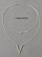 Double layer Gold Chain Letter V Shape Geometric Pendant Necklace Jewellery Gift-5