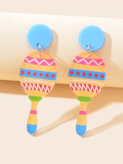Y2k Style Sweet Colorful Geometric Pattern Acrylic Funny Bowling Dangle Earrings-1