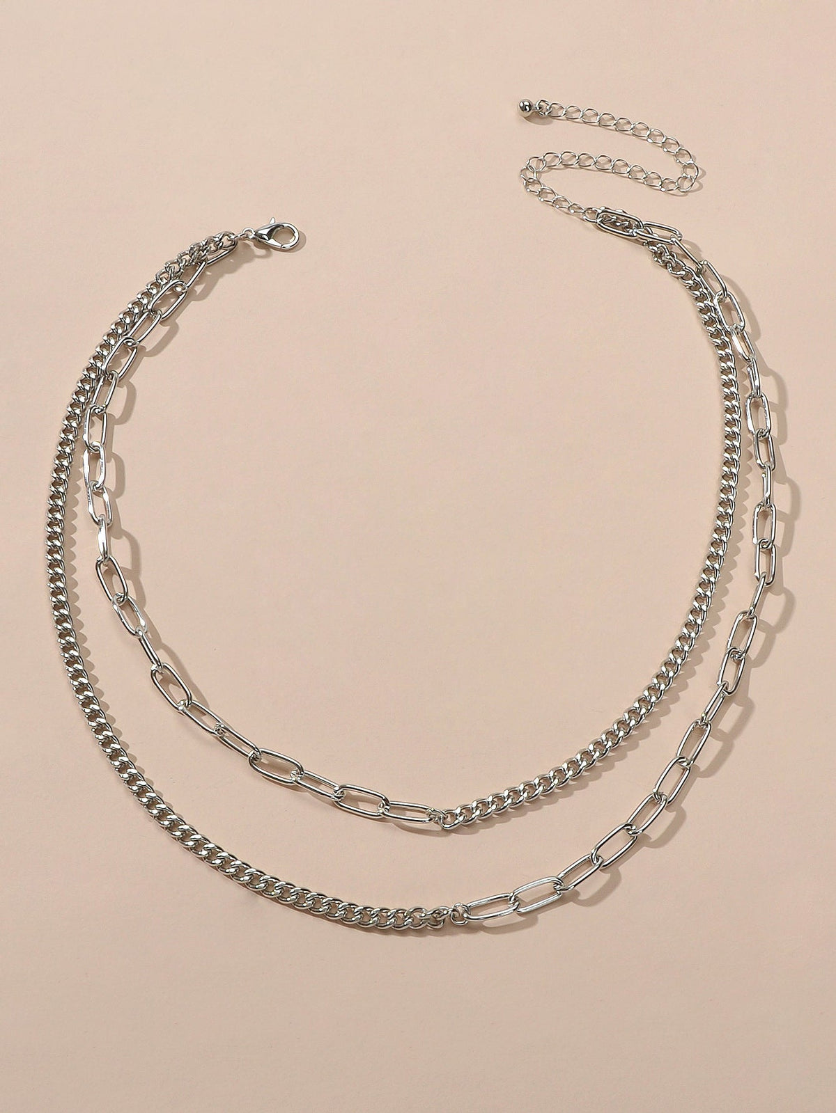 Punk Jewelry Silver Double layer Chain Necklace Wholesale Price Women Accessory-1