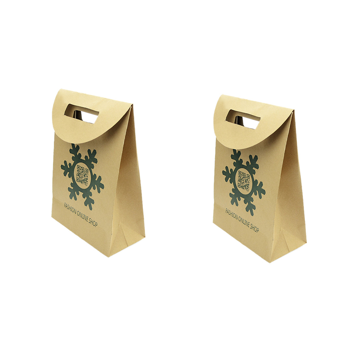 2 pc Festival Party Favors Bags Merry Christmas Pattern Big Brown Paper Gift Bag-2