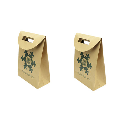 2 pc Festival Party Favors Bags Merry Christmas Pattern Big Brown Paper Gift Bag-2