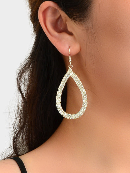 Shinning Full Rhinestone Water Drop Earrings Luxury Wedding Birdal Prom Jewelry-1