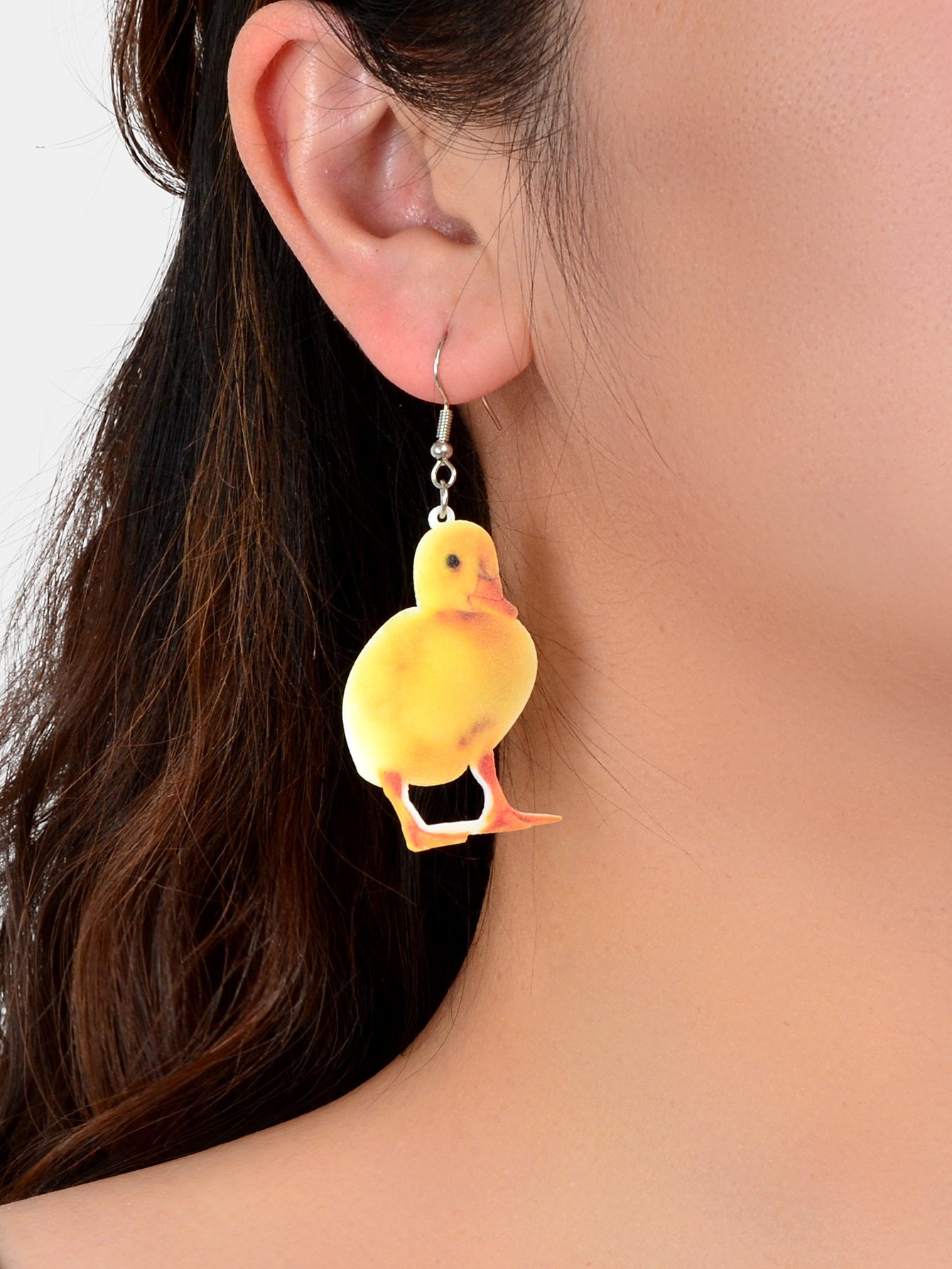 Yellow Acrylic Dangle Kawaii Funky Duckling Earrings Lovely Baby Duck Jewellery-1