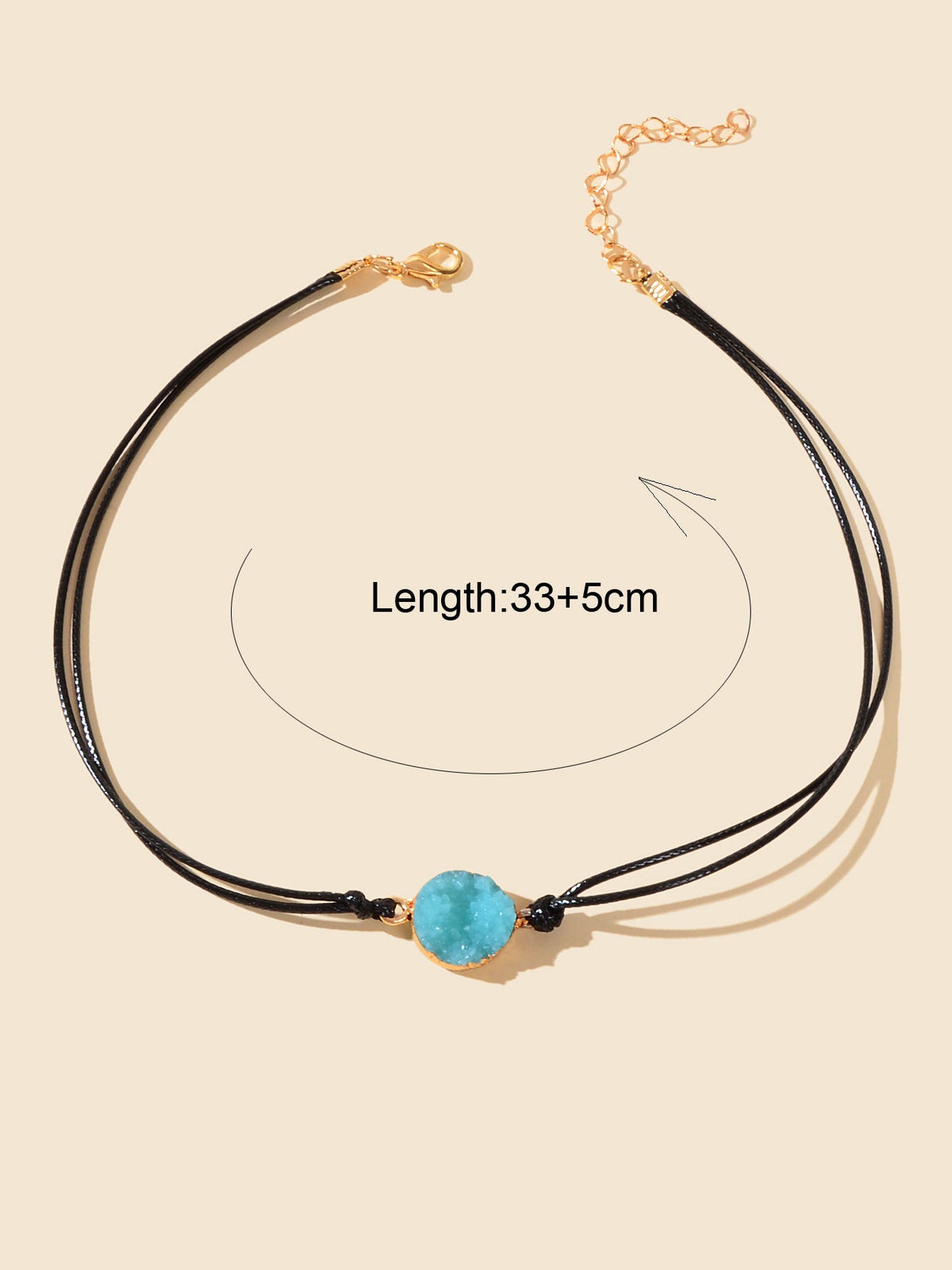 Boho Chic 90s Round Resin Black Pu Leather Grunge Collar Tattoo Choker Necklace-1