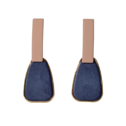 Dainty Gift for Women Girls Multi-colored Enamel Geometric Fashion Stud Earrings-1