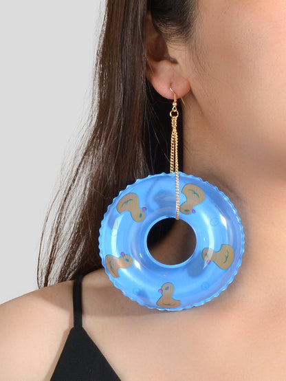 Large Lightweight Inflated Duck Duckling Swimming Ring Earrings Pool Party Gift-1