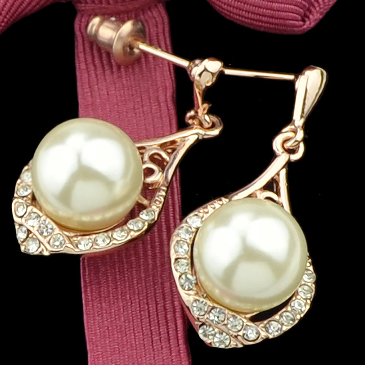 Perfect Wedding and Engagement Jewellery Pearl Rhinestone Water Drop Earrings-4