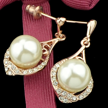 Perfect Wedding and Engagement Jewellery Pearl Rhinestone Water Drop Earrings-4