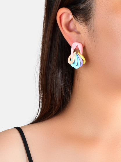 Lovely Candy Color Geometric Resin Earrings Y2K Style Sweet Cute Jewellery Gift-1