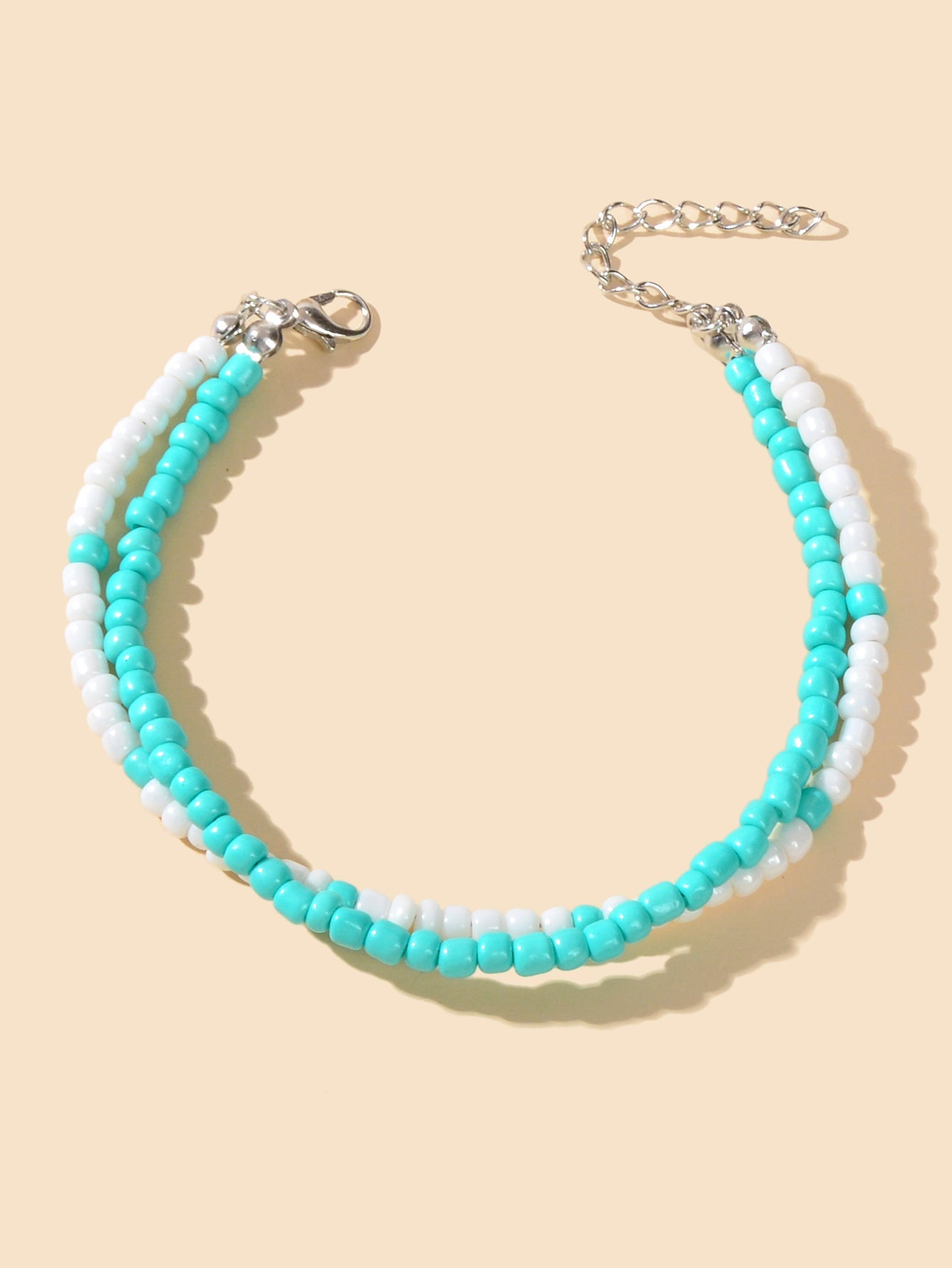 Handmade Blue White Double Layer Seed Beads Anklets Bohemian Beach Foot Jewelry-1