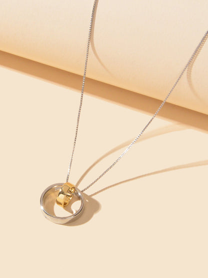 Trendy Designer Jewellery Silver Chain Gold Silver Circle Pendant Women Necklace-1