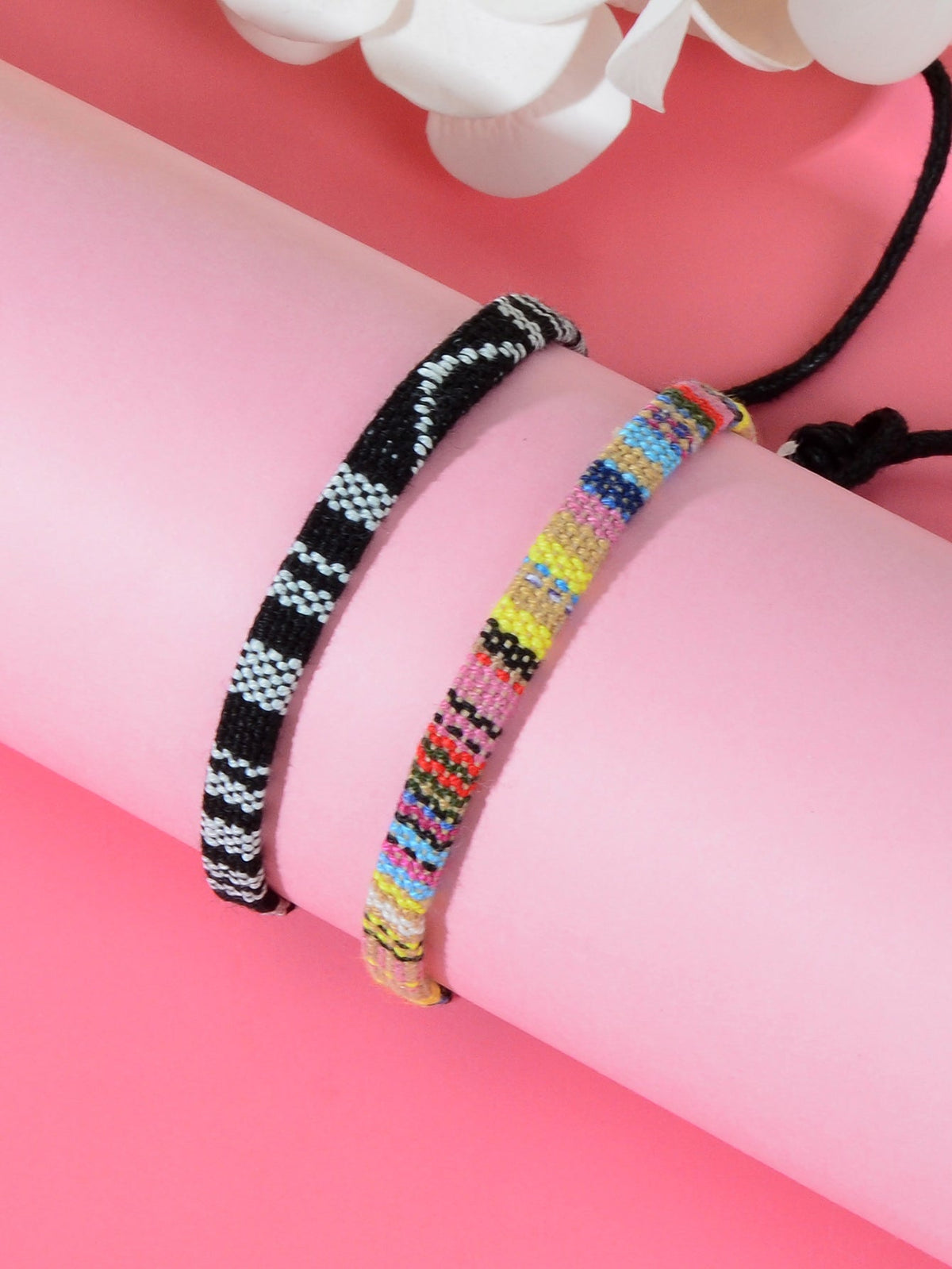 2pcs Valentine's Day Couple Best Friend Boho Braided Rope Matching Foot Anklets-2