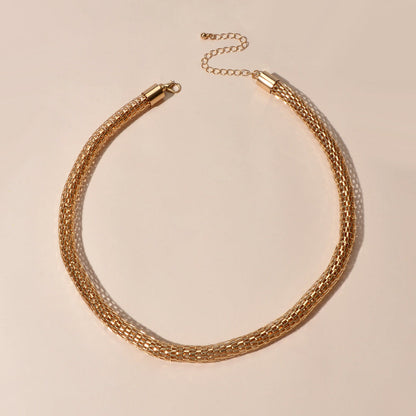 Party Decoration Women Thick Gold Chain Short Collar Clavicle Statement Necklace-1