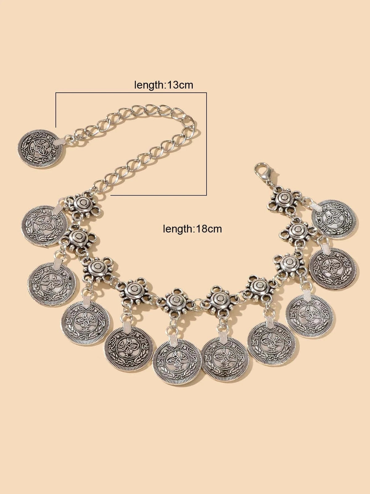 AU Post Tribal Ethnic Vintage Boho Chic Antique Coin Charm Anklet Foot Bracelet-1