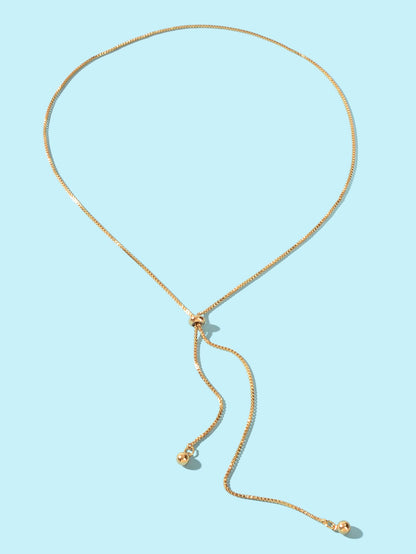 Gold Adjustable Trendy Y Drop Sliding Chain Necklace Women Minimalist Jewellery-1