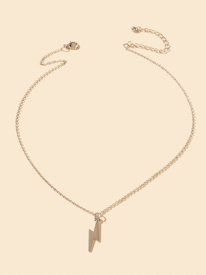 Gold Color Lightning Bolt Flash Charm Necklace Thunder Pendant Chain Collar Gift-1