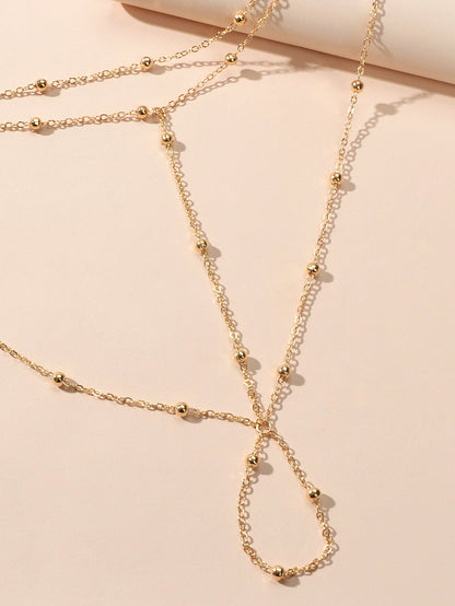 1pc Gold Chain Boho Layered Anklet with Toe Foot Jewellery Barefoot Sandal Ankle-2