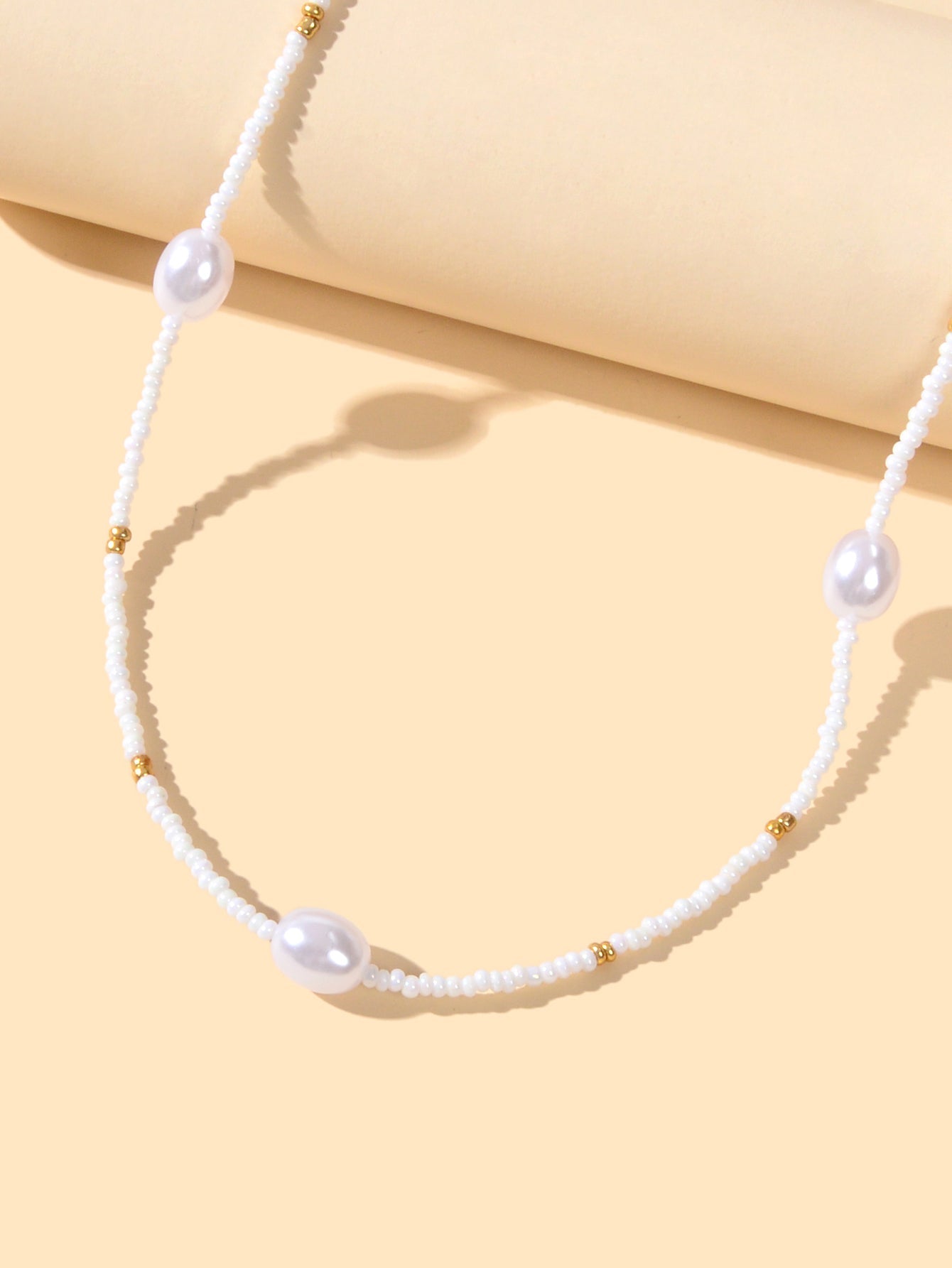 Bohemian Jewellery Handmade White Black Beads Pearl Short Choker Ethnic Necklace-1
