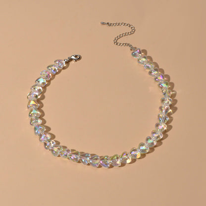 Good Quality Transparent Resin Heart Chain Choker Necklace Women Trendy Jewelry-1