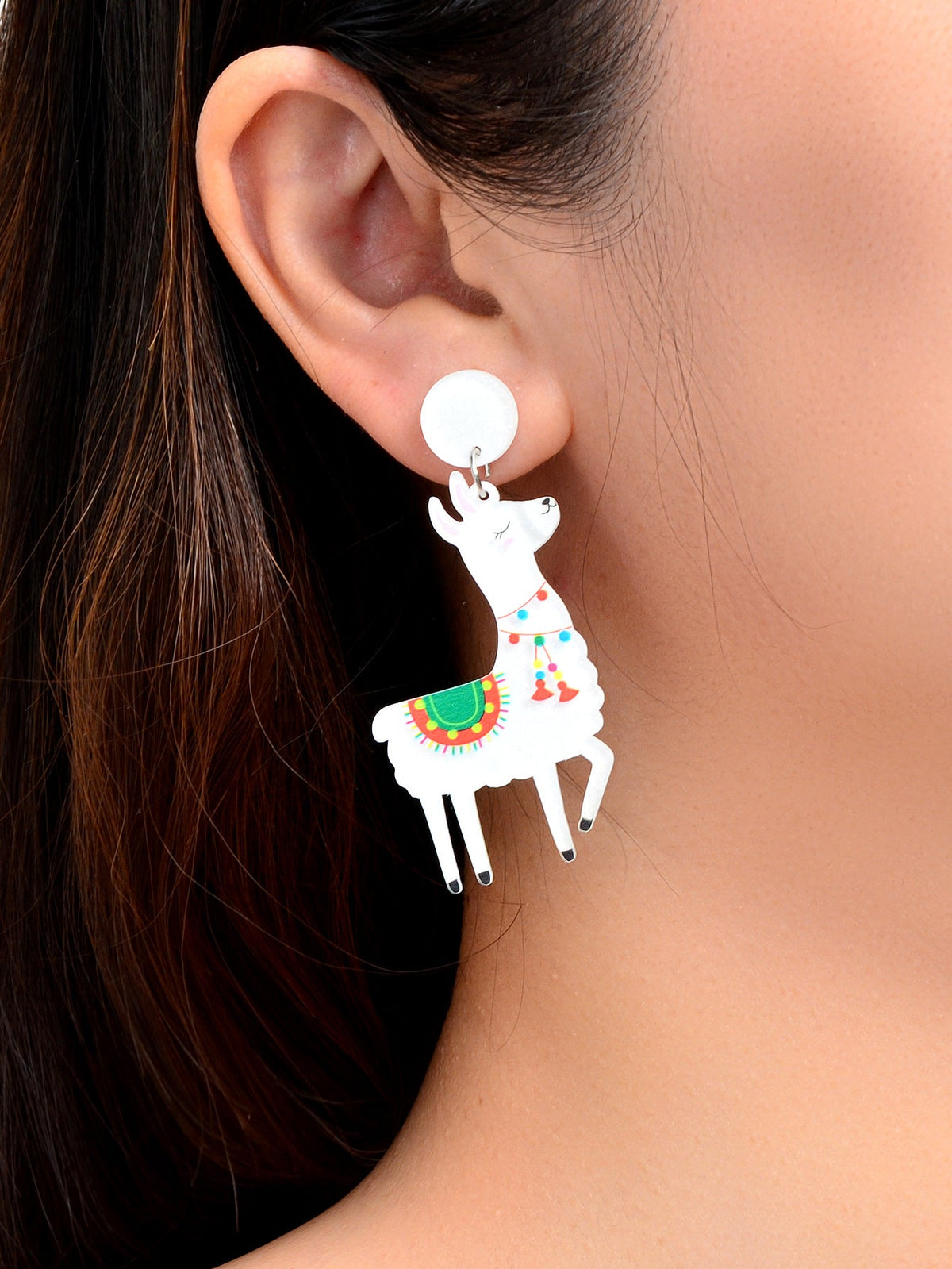 White Acrylic Lovely Sheep Dangle Lamb Earrings Cartoon Design Geometric Jewelry-1