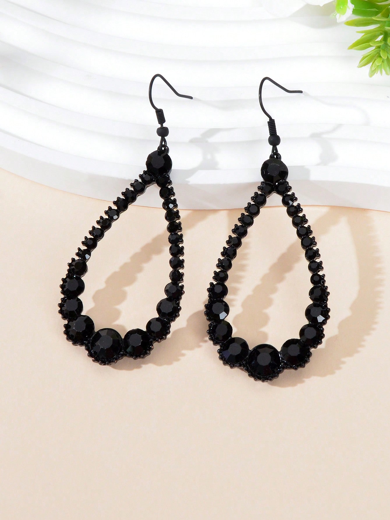 Black Lace Necklace with Teardrop Pendant Earrings Set - Elegant Gothic Jewelry-2