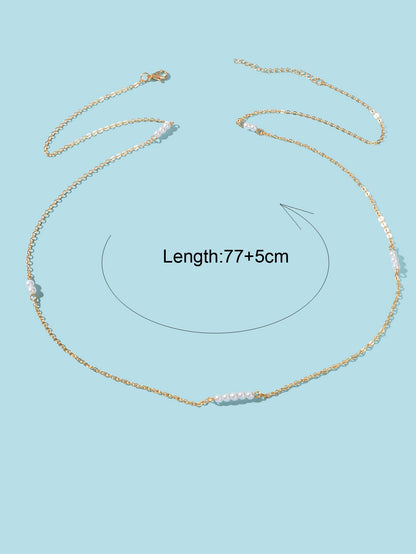 Women Waist Chain Beach Bikini Belly Jewellery Gold Sexy Pearl Beads Body Chains-1