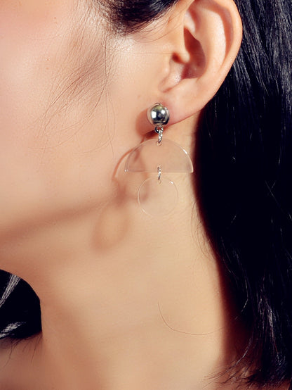 Female Jewellery Transparent Trendy Resin Sectored Round Drop Plastic Earrings-1