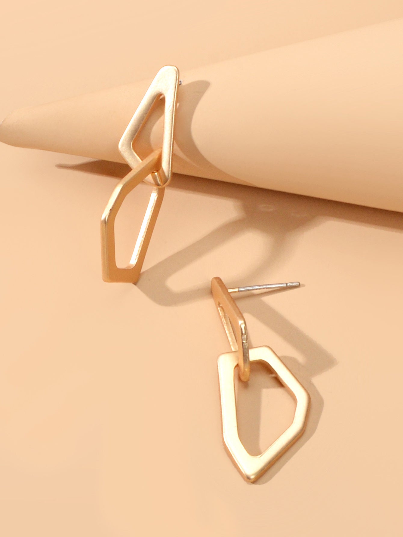 Female Gift Minimalist Gold Metal Geometric Stud Statement Personality Earrings-1
