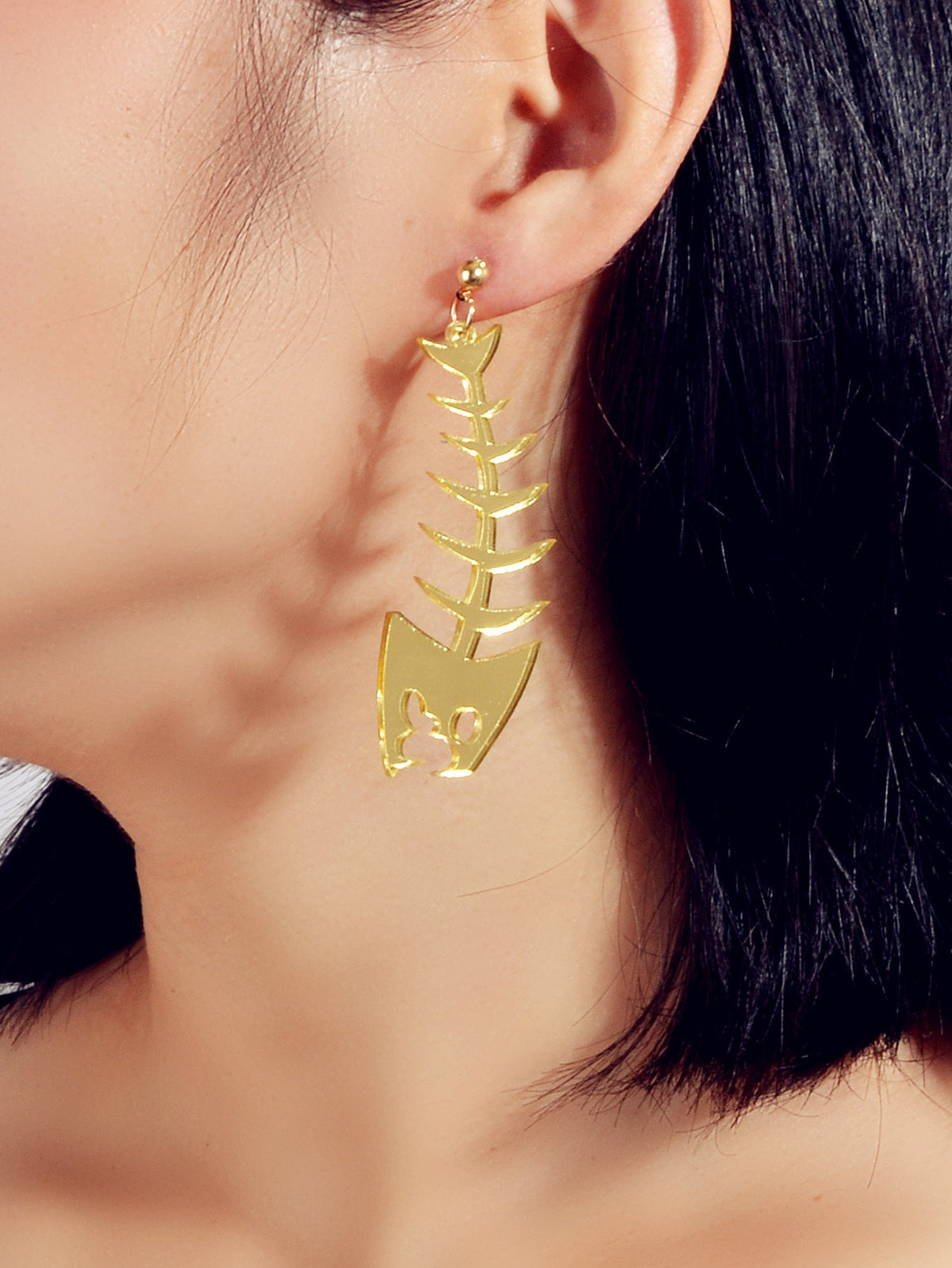 Personality Creative Acrylic Fish Bones Dangling Earrings Rock Statement Jewelry-1