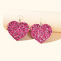 Valentine's Day Women Girl Black Hotpink Pu Leather Heart Drop Party Earrings-1