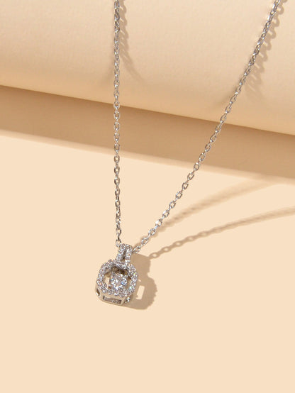 Perfect Wedding Engagement Jewellery Silver Chain Faux Zircon Square Necklace-1
