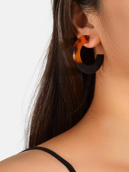 Bohemian Retro Jewellery Amber Color Acrylic Hoop Huggie Pierced Stud Earring-1