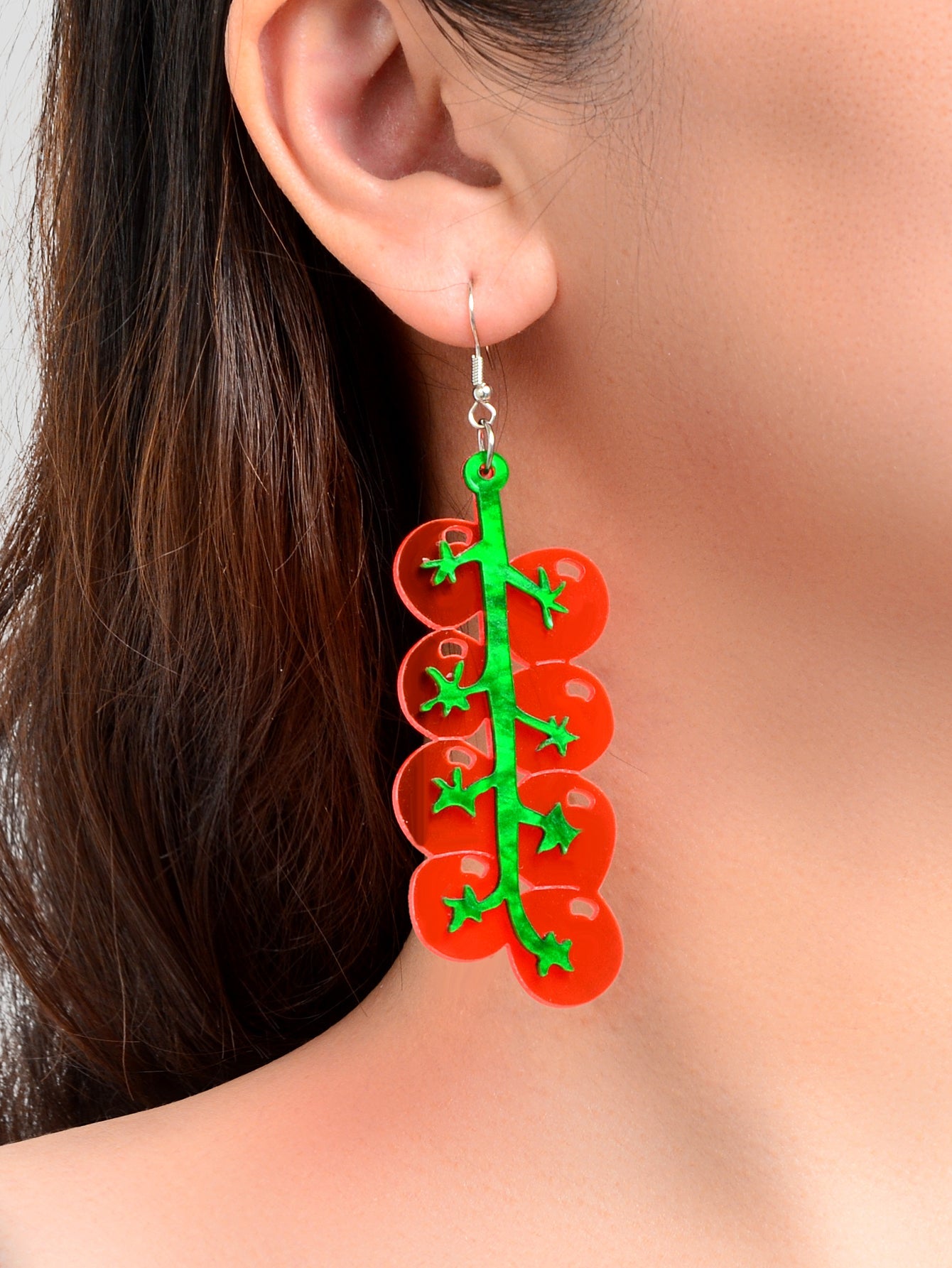 Red Acrylic Tomato Large Dangle Earrings Girl's Personality Creative Accessories-1