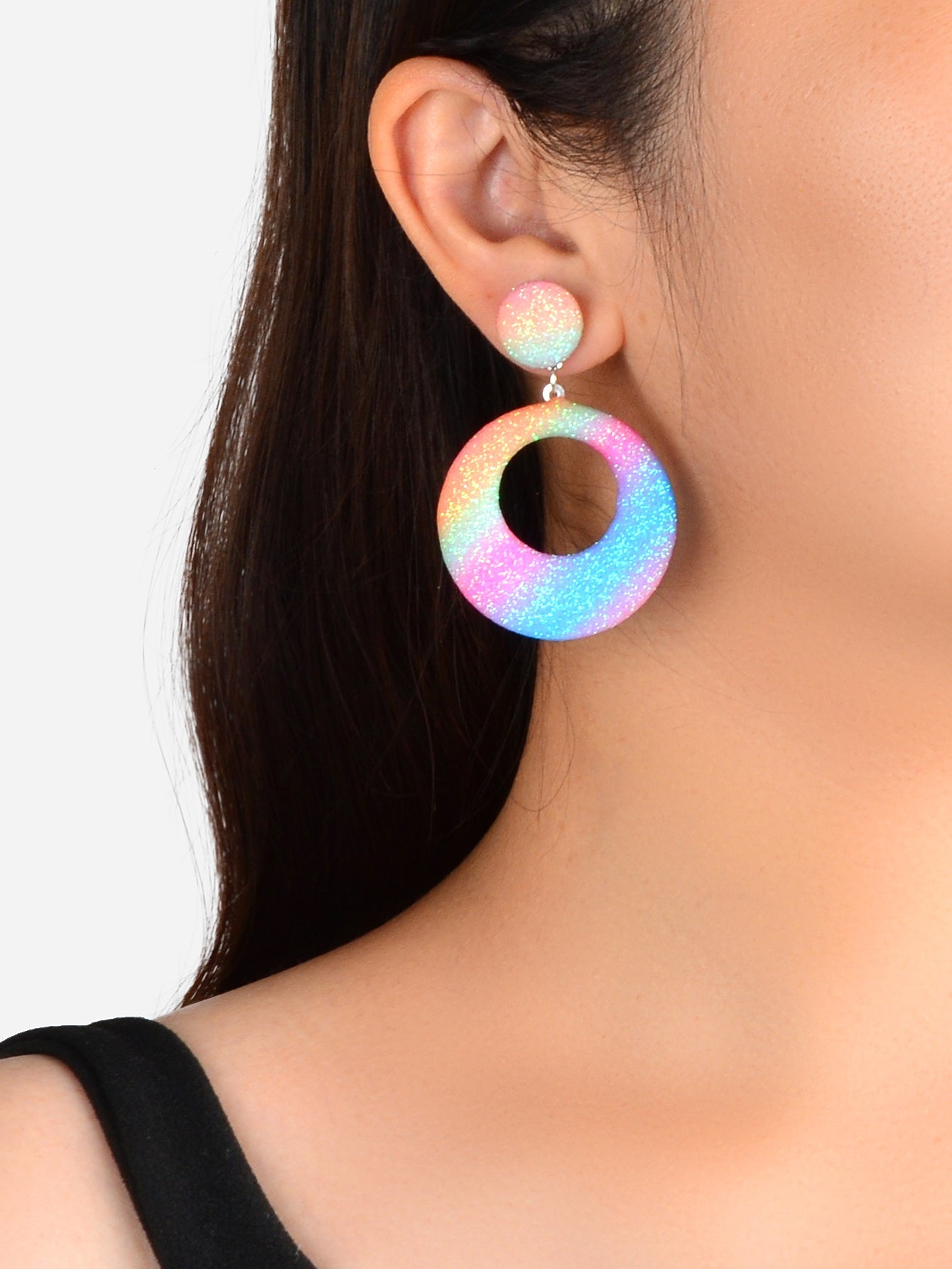 Y2k Style Jewellery Candy Color Round Circle Dangle Geometric Earrings for Women-1