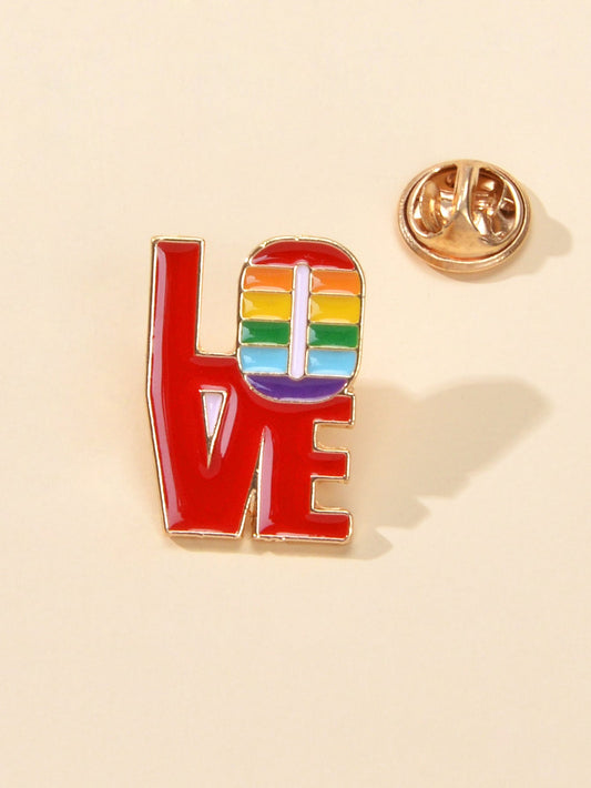 Fashion Accessory Red Enamel Love Letter Brooch Pin Lapel Badge Cool Jacket Pins-1