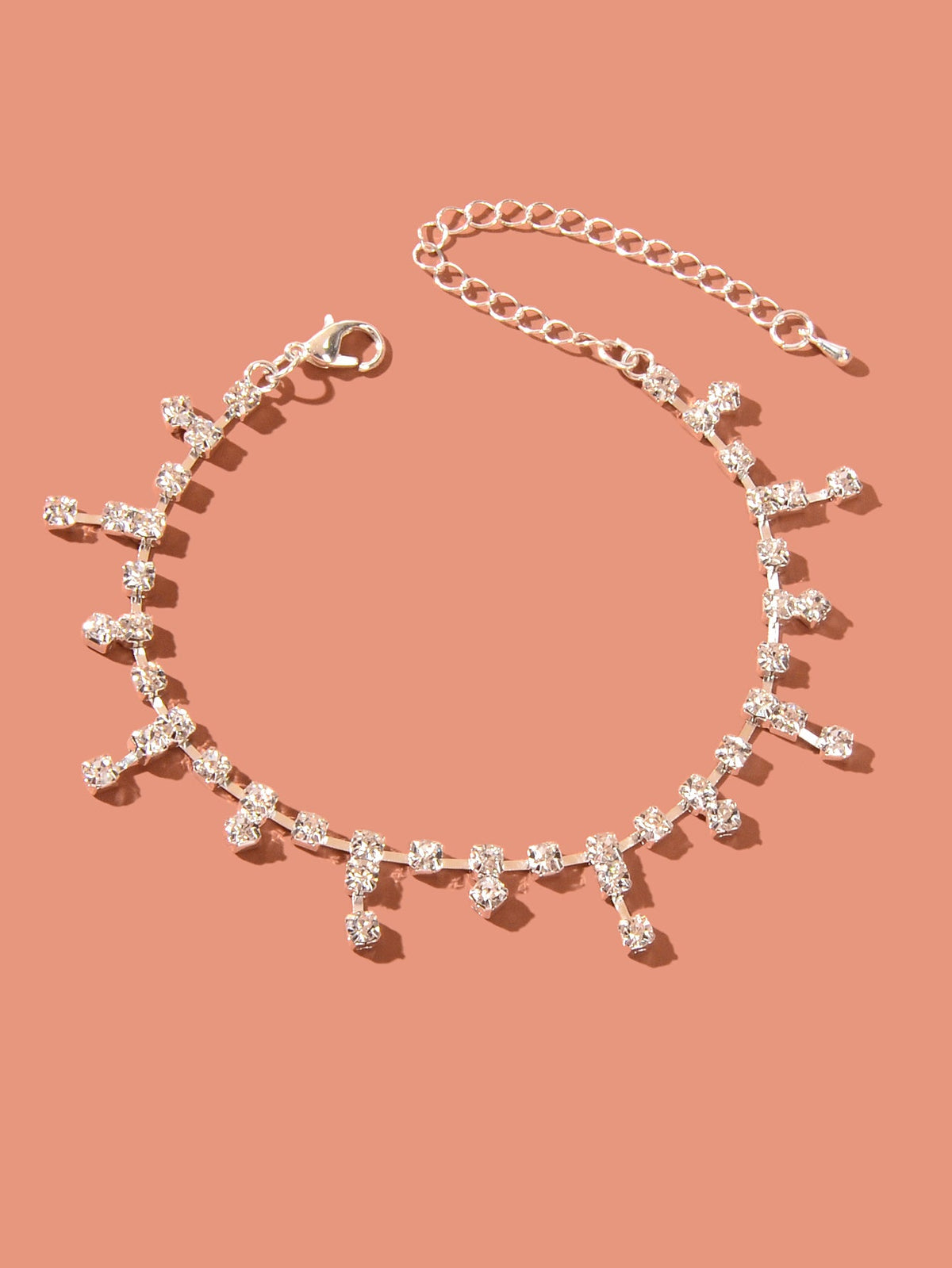 Luxurious Rhinestone Decor Silver Tassel Anklet Women Wedding Party Foot Jewelry-1