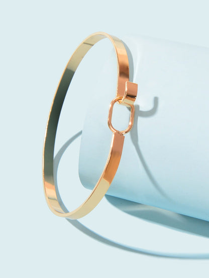 HipHop Jewelry Gold Metal Minimalist Geometric Bracelet Golden Bangle Collection-1