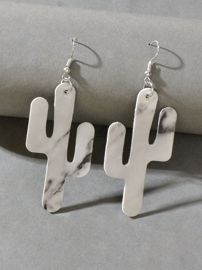 Faux Leather Lightweight Handmade Cactus Dangle American Indian Dangle Earrings-4