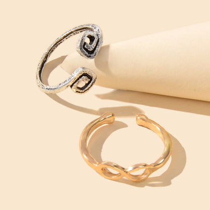 2pcs Boho Chic Foot Jewelry Gold Silver Open Toe Ring Knuckle Midi Tail Ring set-1