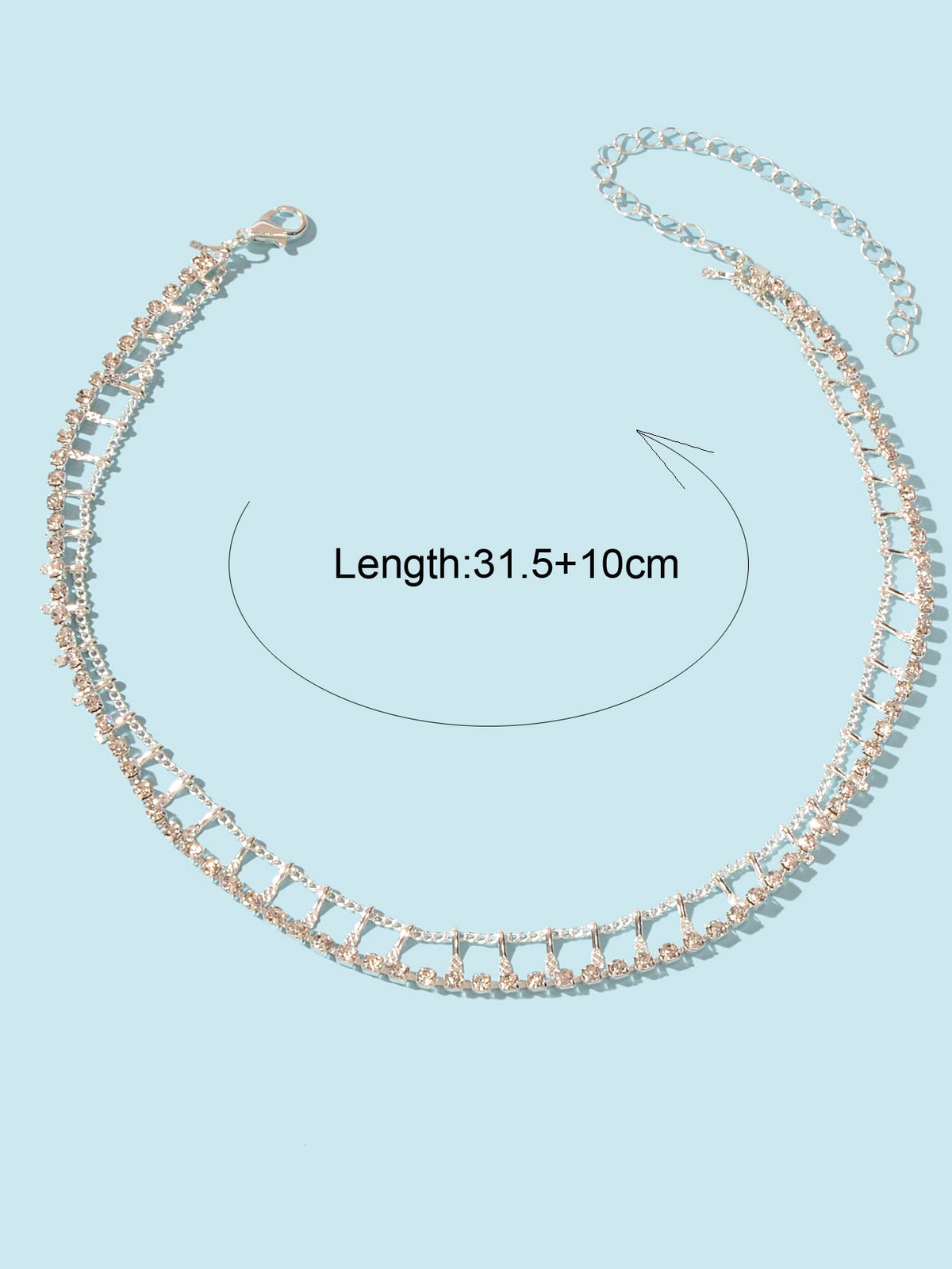 Gold Layered Initial Necklaces Women Rhinestone Decoration Double Chain Choker-1