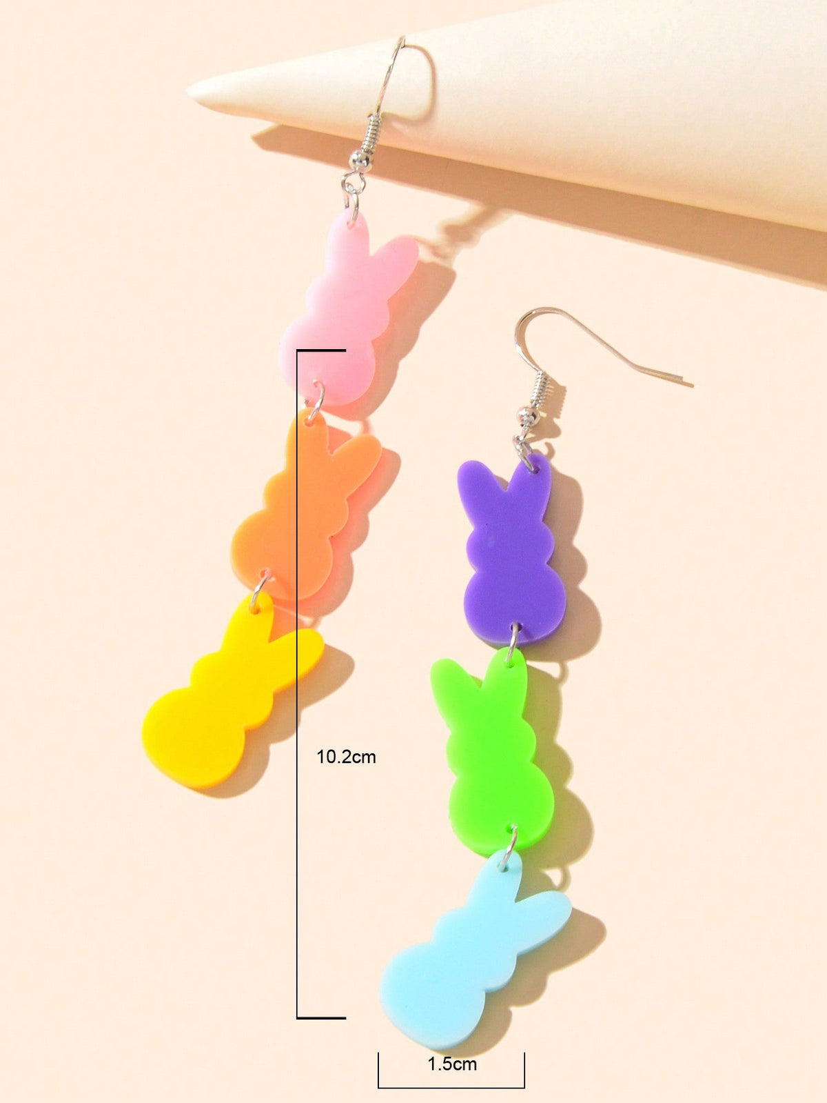 Easter Gift Colourful Acrylic Rabbit Pendant Earrings Women Party Daily Jewelry-2