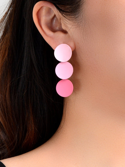 Gradient Purple Round Dangle Geometric Pierced Earrings Costume Party Jewellery-1