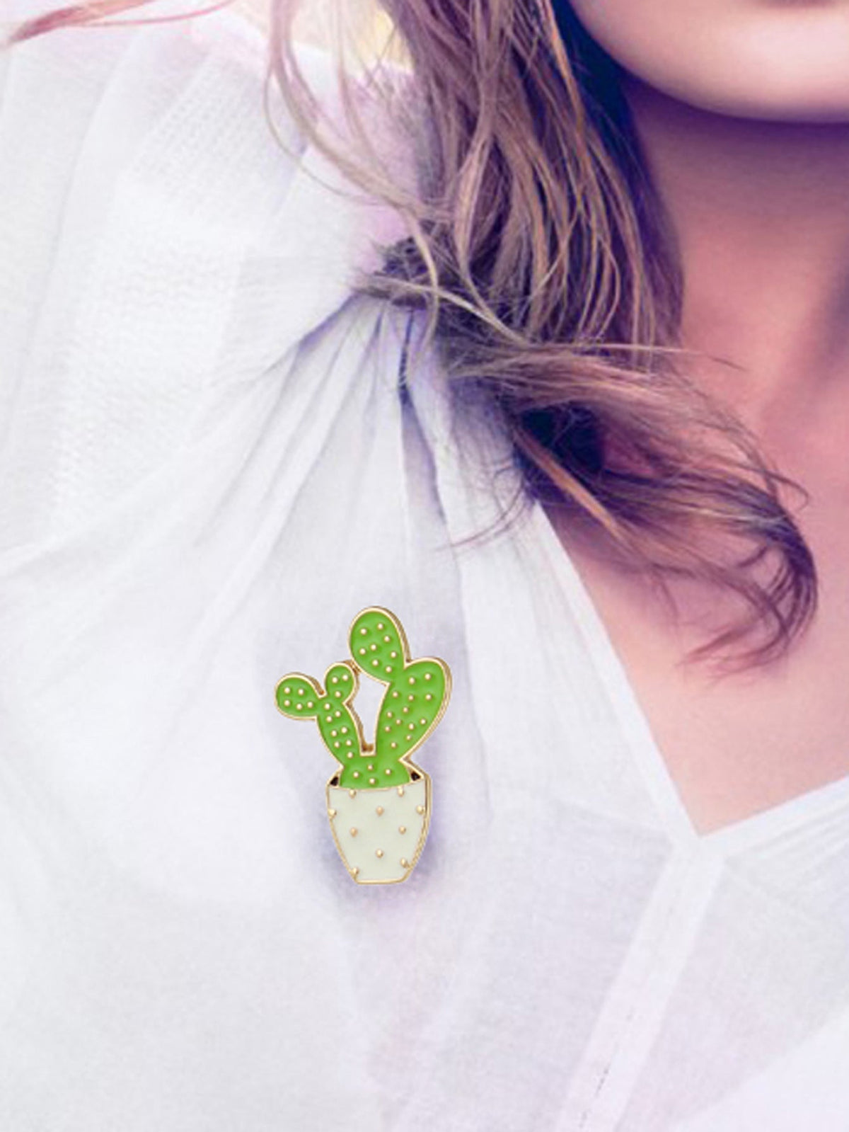 Cute Cartoon Cactus Enamel Lapel Pins Potted Plant Brooches Novelty Badges Gift-1