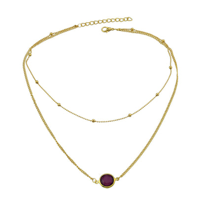 Boho Chic Double layer Gold Chain Round Charm Necklace Fashion Women Accessories-6