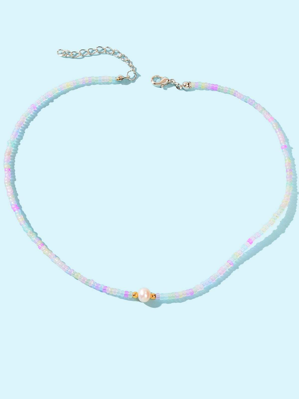 Bohemian Seed Beads Necklace Handmade Colourful Beaded Pearl Choker Jewellery-1