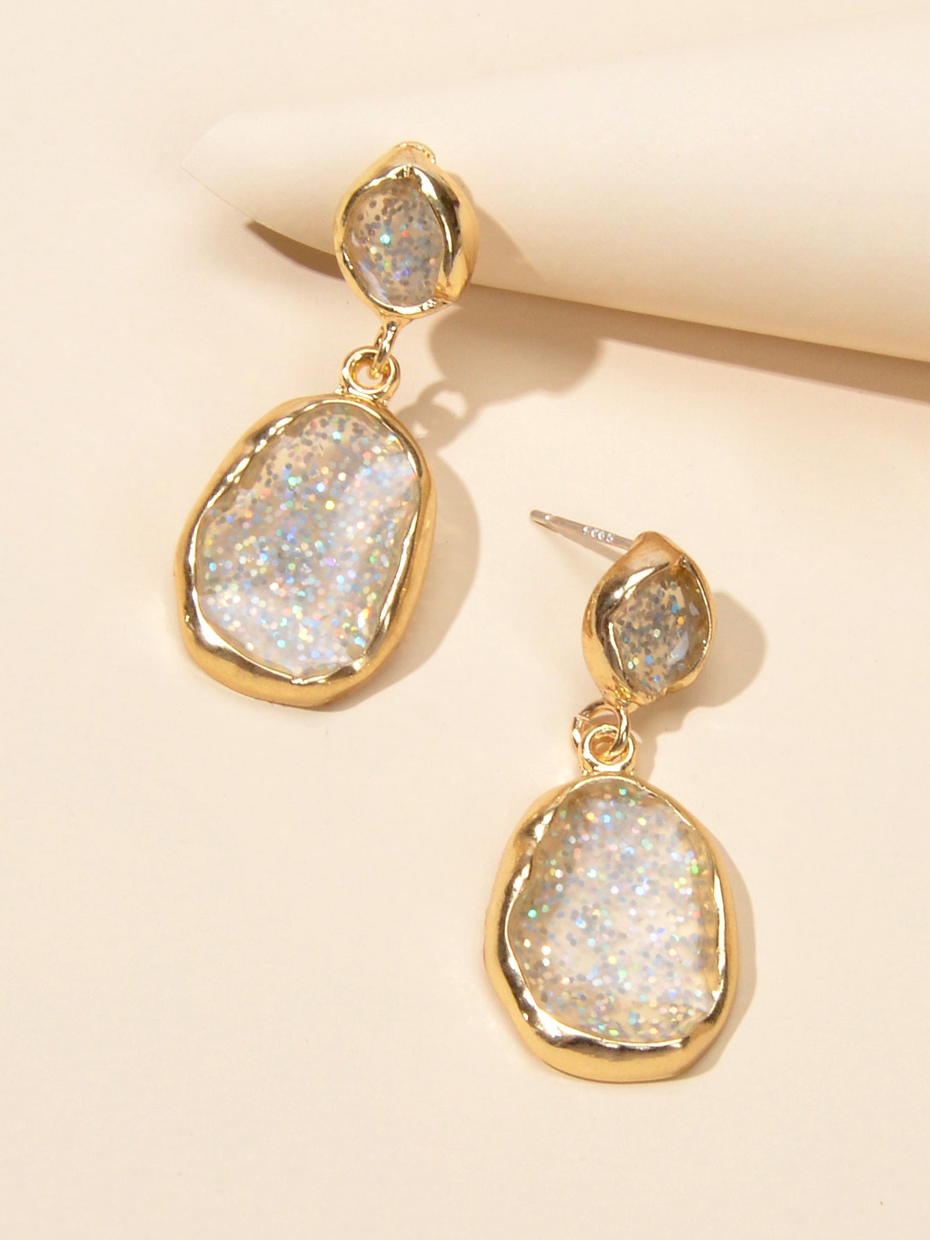 Party Decoration Transparent Trendy Shining Square Dangle Hypoallergenic Earring-1