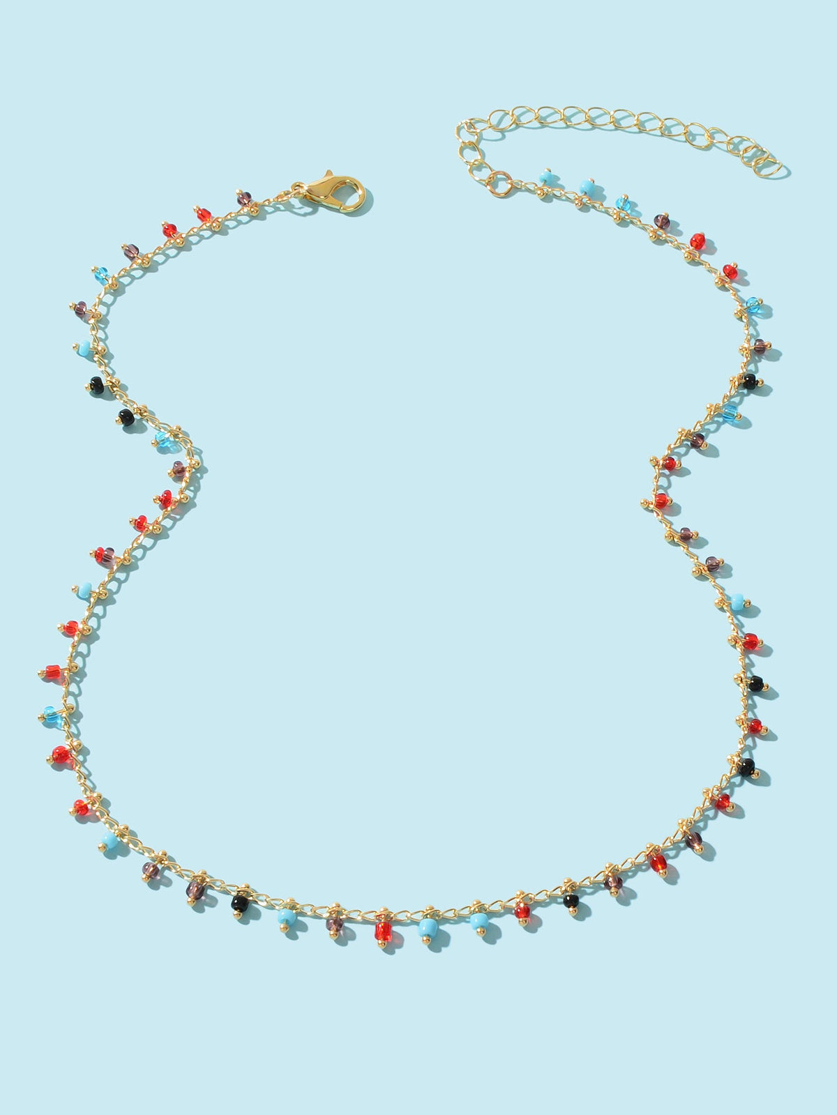 Bohemian Colorful Seed Beads Charm Gold Chain Necklace Women Holiday Jewellery-1